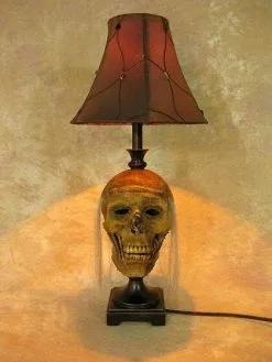 Skeletons And More "Desk Lamp With Life-size Corpse Head And Antique Shade" Haunted House Lighting -Costume Types Shop desk lamp with life size corpse head and antique shade haunted house lighting 23613422913