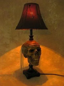 Skeletons And More "Desk Lamp With Life-size Corpse Head And Antique Shade" Haunted House Lighting -Costume Types Shop desk lamp with life size corpse head and antique shade haunted house lighting 23613424513