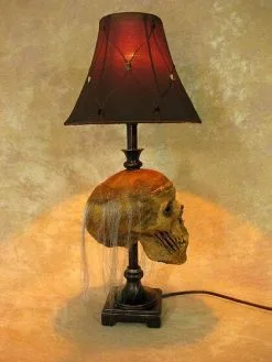 Skeletons And More "Desk Lamp With Life-size Corpse Head And Antique Shade" Haunted House Lighting -Costume Types Shop desk lamp with life size corpse head and antique shade haunted house lighting 23613426881