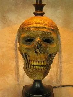 Skeletons And More "Desk Lamp With Life-size Corpse Head And Antique Shade" Haunted House Lighting -Costume Types Shop desk lamp with life size corpse head and antique shade haunted house lighting 23613428481