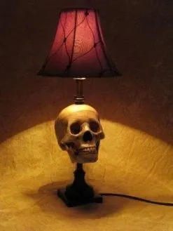 Skeletons And More "Desk Lamp With Life-size Skull And Antique Shade" Haunted House Lighting -Costume Types Shop desk lamp with life size skull and antique shade haunted house lighting 23696458689
