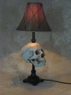 Skeletons And More "Desk Lamp With Life-size Skull And Antique Shade" Haunted House Lighting -Costume Types Shop desk lamp with life size skull and antique shade haunted house lighting 23696458753