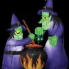 Morris "Double Witch And Cauldron" Animated Air-blown Inflatable Decoration - 6 Foot Tall