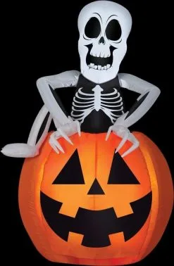 Morris "Skeleton And Pumpkin" Pop-Up Air-blown Inflatable Halloween Decoration