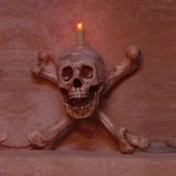 Skeletons And More "Skull/Femur Bone Wall Sconce" Haunted House Lighting -Costume Types Shop skull femur bone wall sconce haunted house lighting 8180007105