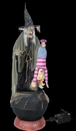 Morris "Stew Brewing Witch With Kid And Fog" Electric Animated Halloween Prop